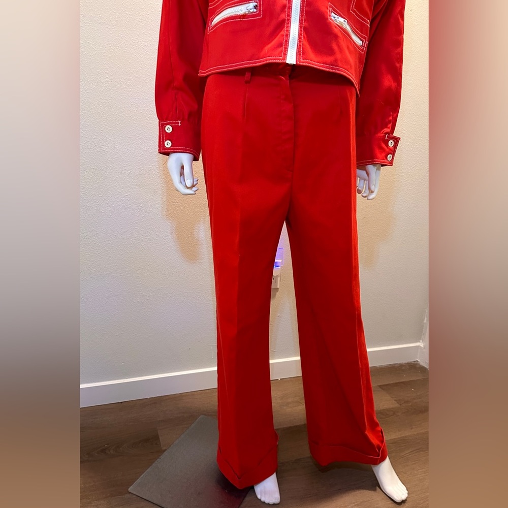 Vintage 70s Mod Canvas Dolman Sleeved windbreaker & high waisted wide leg pants. - Picture 4 of 12